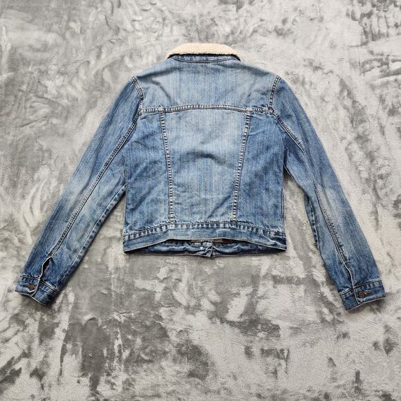 Thread & Supply Jacket Womens M Denim Flannel Lined Sherpa Collar Trucker Casual - Picture 4 of 12